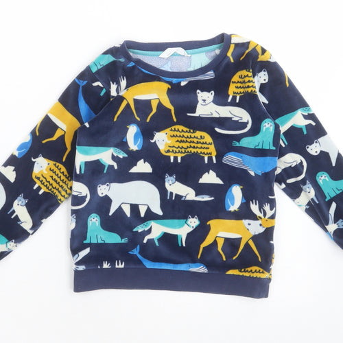 Marks and Spencer Boys Blue Geometric Polyester  Pyjama Top Size 4-5 Years  Pullover - wild animals