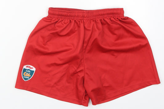 Preworn Boys Red  Polyester Sweat Shorts Size 4 Years  Regular Drawstring - Kellogs