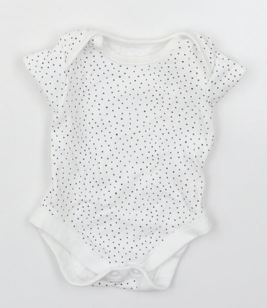 George Baby White Polka Dot Cotton Babygrow One-Piece Size 0-3 Months  Button