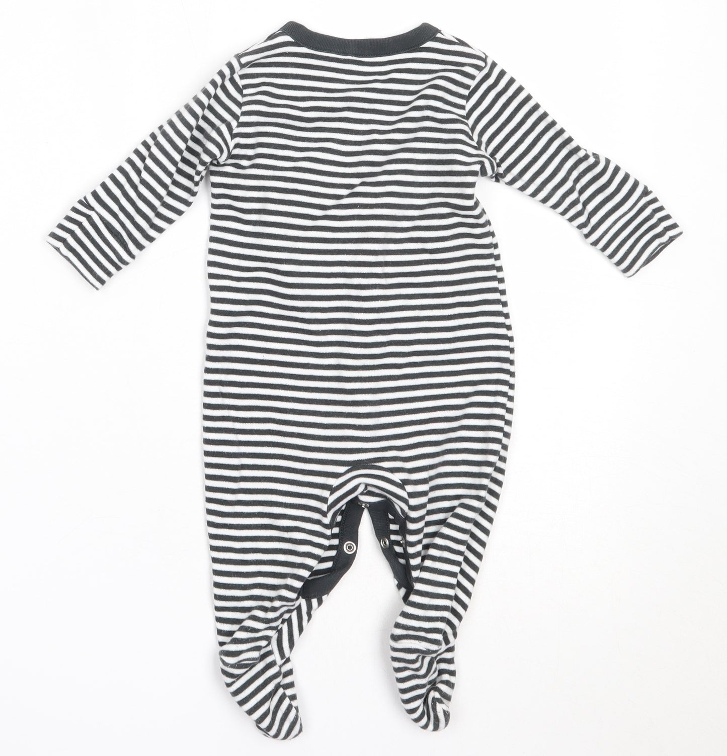 NEXT Boys Grey Striped Cotton Babygrow One-Piece Size 0-3 Months