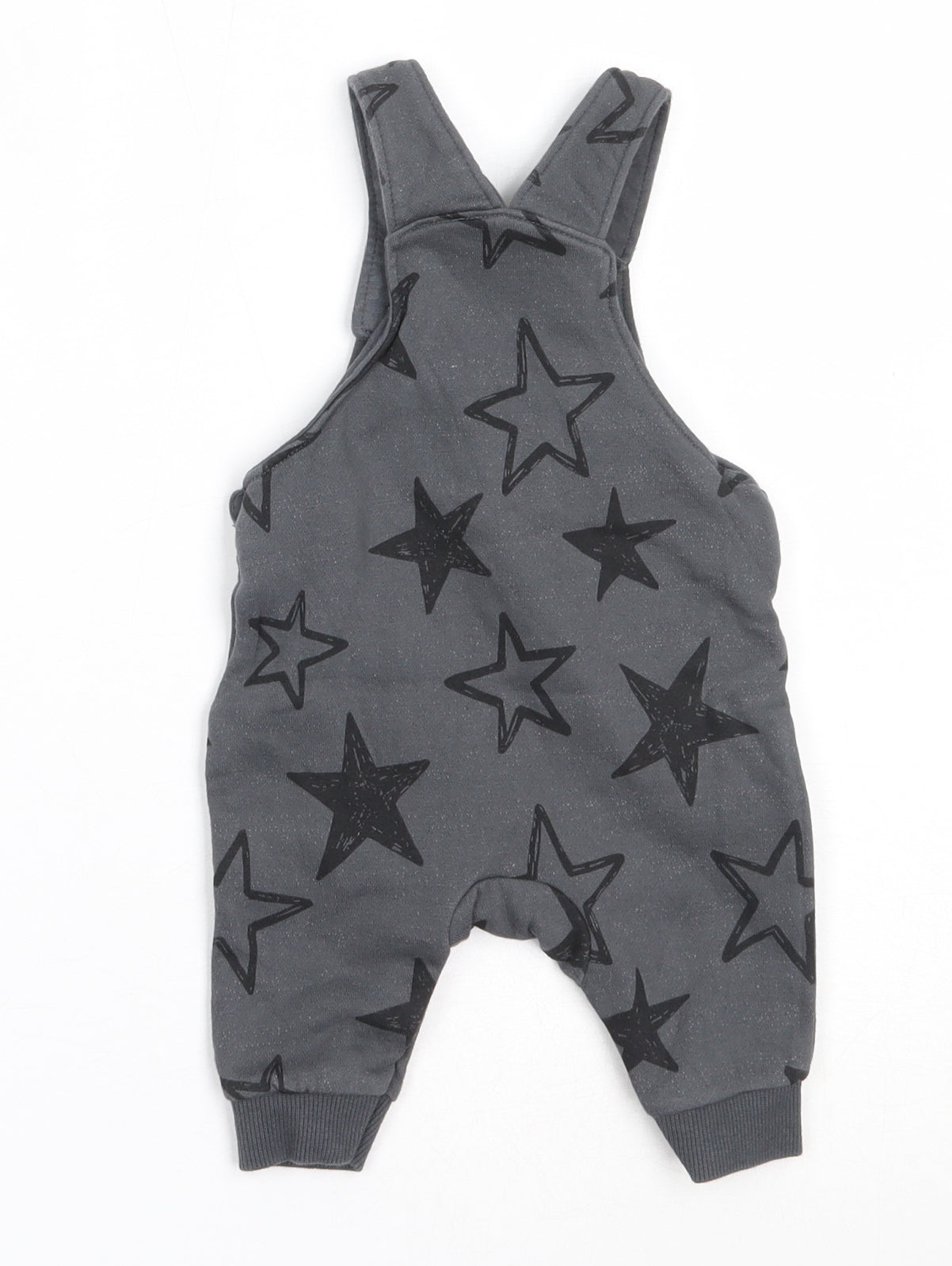 F&F Boys Grey  Cotton Dungaree One-Piece Size 0-3 Months