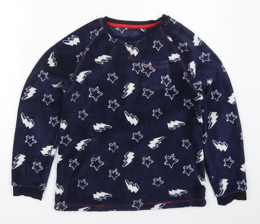 George Boys Blue Solid Polyester  Pyjama Top Size 11-12 Years  Pullover - Stars and Lightning Bolts