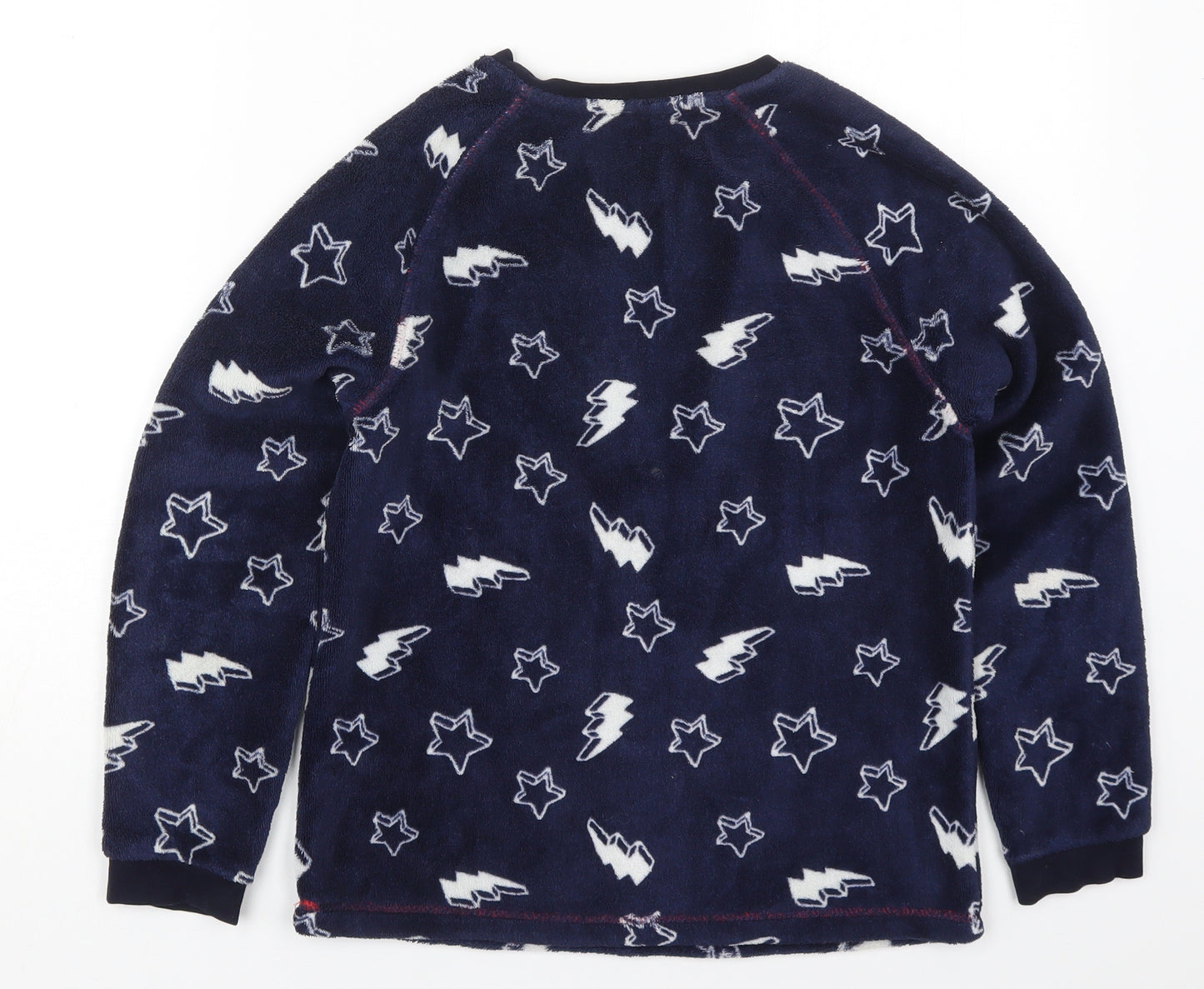 George Boys Blue Solid Polyester  Pyjama Top Size 11-12 Years  Pullover - Stars and Lightning Bolts