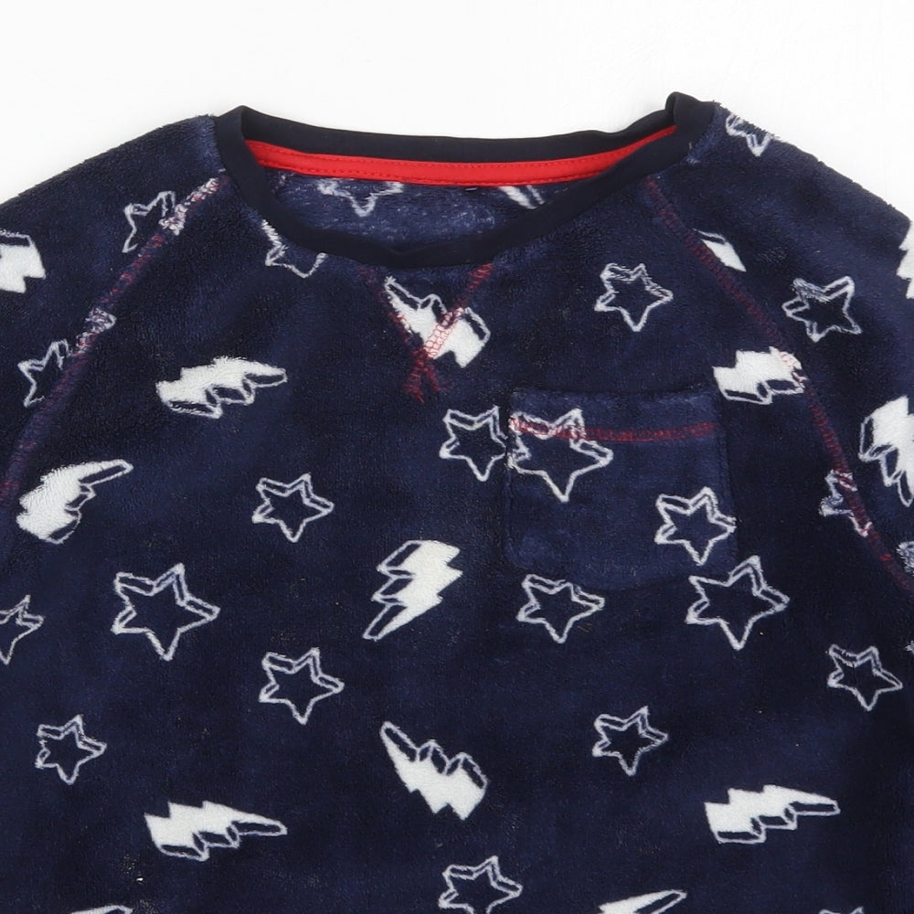 George Boys Blue Solid Polyester  Pyjama Top Size 11-12 Years  Pullover - Stars and Lightning Bolts