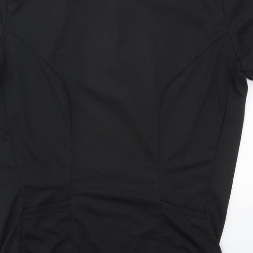 BTwin Mens Black  Polyester Basic T-Shirt Size M Round Neck Zip