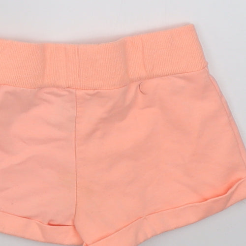 dunnes Girls Pink  Cotton Sweat Shorts Size 4 Years  Regular Tie - love to surf