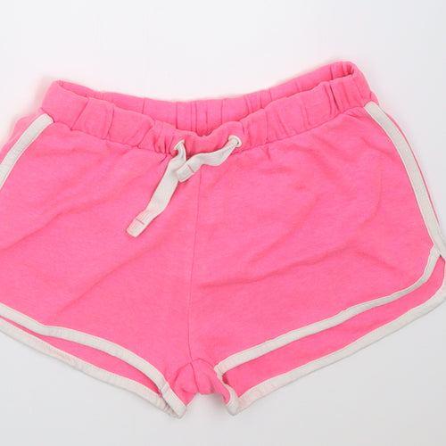 Marks and Spencer Girls Pink  Polyester Sweat Shorts Size 8-9 Years  Regular Tie