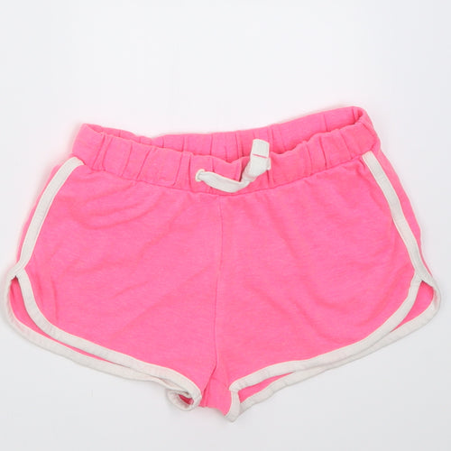 Marks and Spencer Girls Pink  Cotton Sweat Shorts Size 6-7 Years  Regular Tie