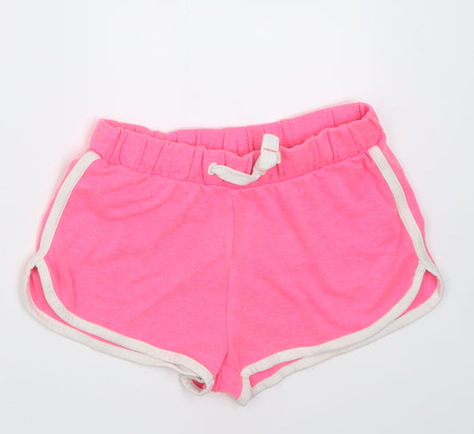 Marks and Spencer Girls Pink  Cotton Sweat Shorts Size 6-7 Years  Regular Tie