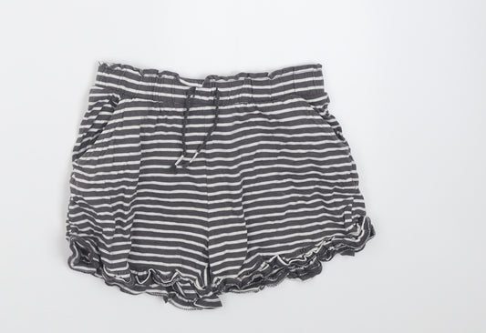 TU Girls Grey Striped Cotton Bermuda Shorts Size 11 Years  Regular Tie