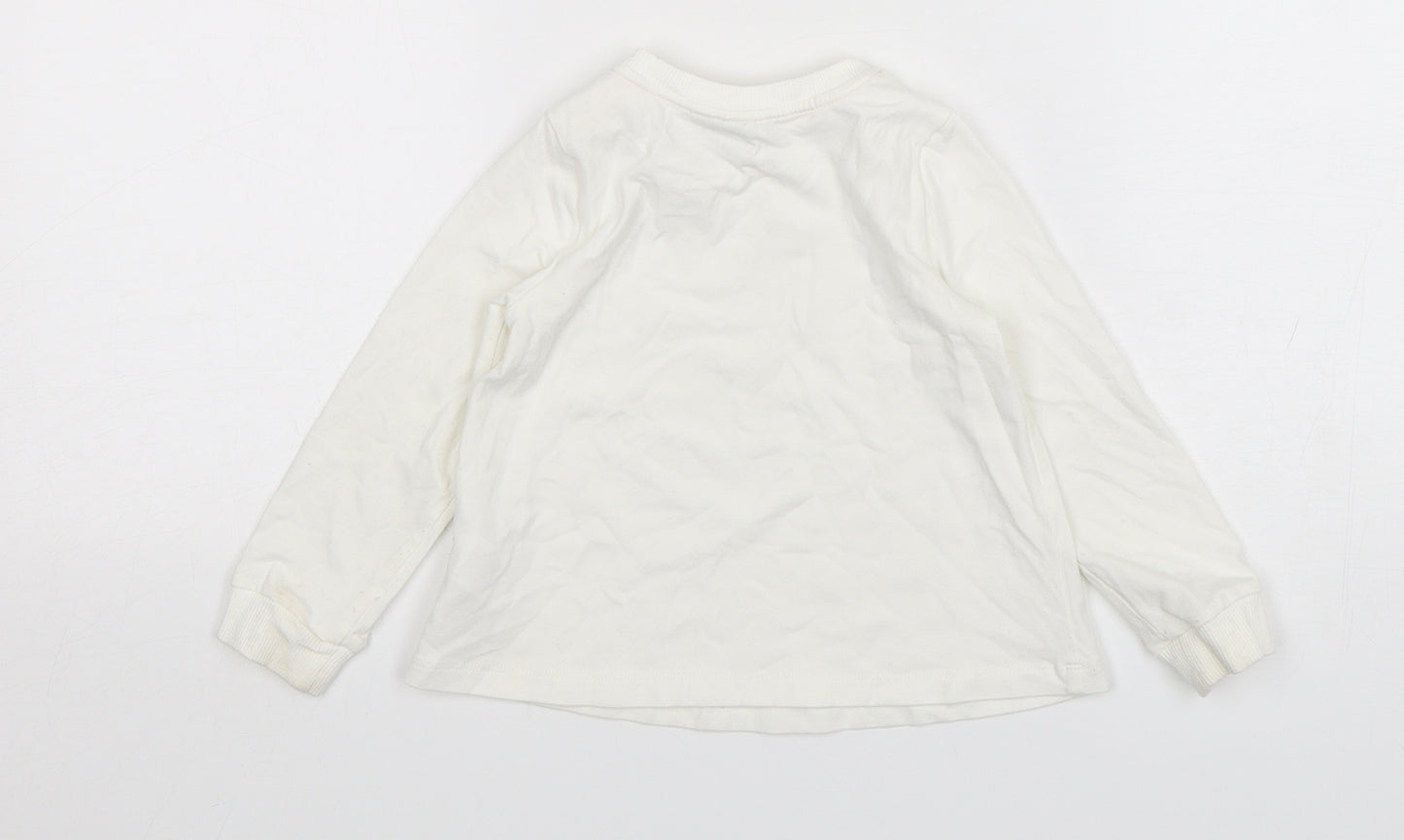 Aspen  Girls White  Cotton Basic T-Shirt Size 2 Years Round Neck Pullover