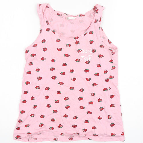 Dunnes Stores Womens Pink Polka Dot Cotton Top Pyjama Top Size S