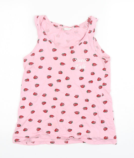 Dunnes Stores Womens Pink Polka Dot Cotton Top Pyjama Top Size S