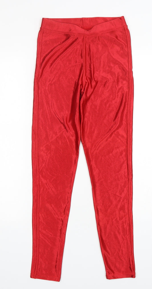 Preworn Womens Red  Polyester Capri Leggings Size S L27 in