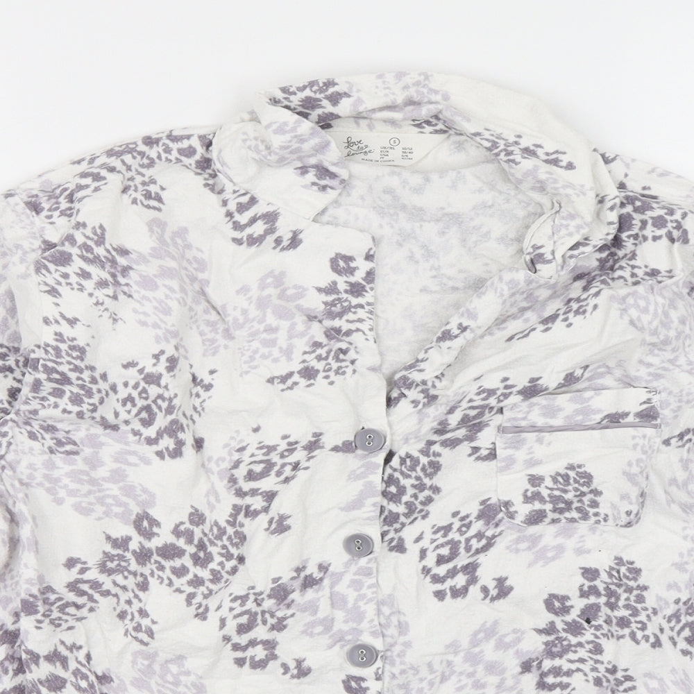 Love To Loumge Womens Multicoloured Animal Print Cotton Top Pyjama Top Size 10  Button