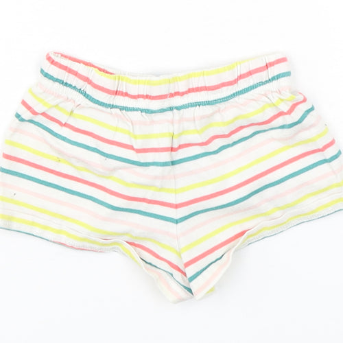 Marks and Spencer Girls Multicoloured Striped Cotton Sweat Shorts Size 4-5 Years  Regular
