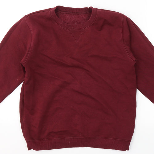 School Wear Boys Red Round Neck  Cotton Pullover Jumper Size 9 Years