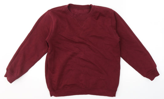 School Wear Boys Red Round Neck  Cotton Pullover Jumper Size 9 Years