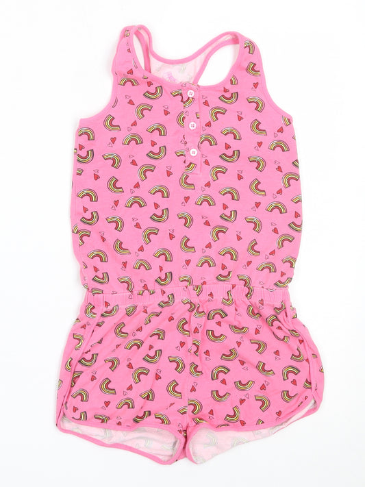 Pepperts! Girls Pink Solid Cotton Top One Piece Size 7-8 Years