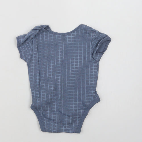 Primark Baby Blue Check Cotton Romper One-Piece Size 12-18 Months  Snap