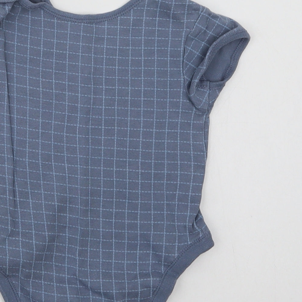 Primark Baby Blue Check Cotton Romper One-Piece Size 12-18 Months  Snap