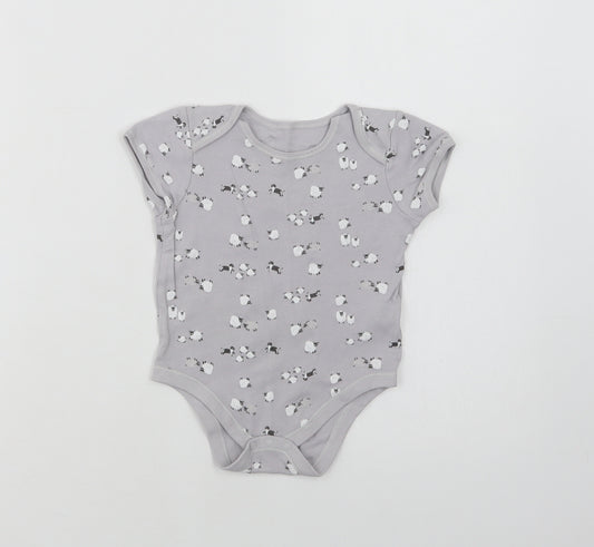 Primark Baby Grey Floral Cotton Romper One-Piece Size 12-18 Months  Snap