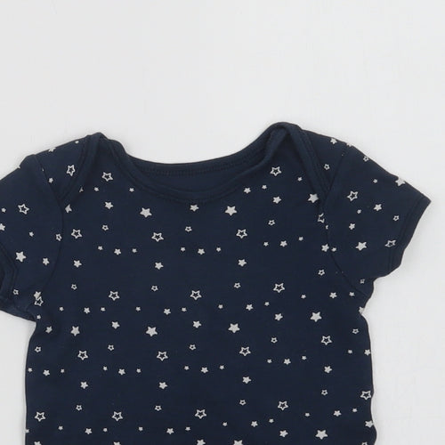 Primark Baby Blue Geometric Cotton Romper One-Piece Size 12-18 Months  Snap - Star Print