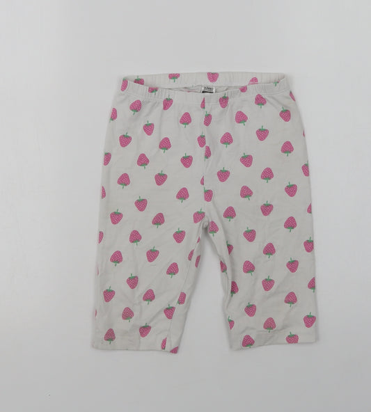 Dunnes Stores Girls White Geometric Cotton  Pyjama Pants Size 7-8 Years   - Strawberry Print