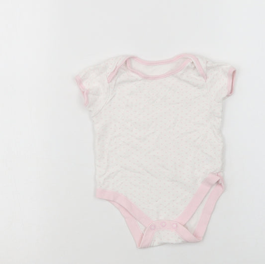 George Baby White Polka Dot Cotton Romper One-Piece Size 6-9 Months  Snap