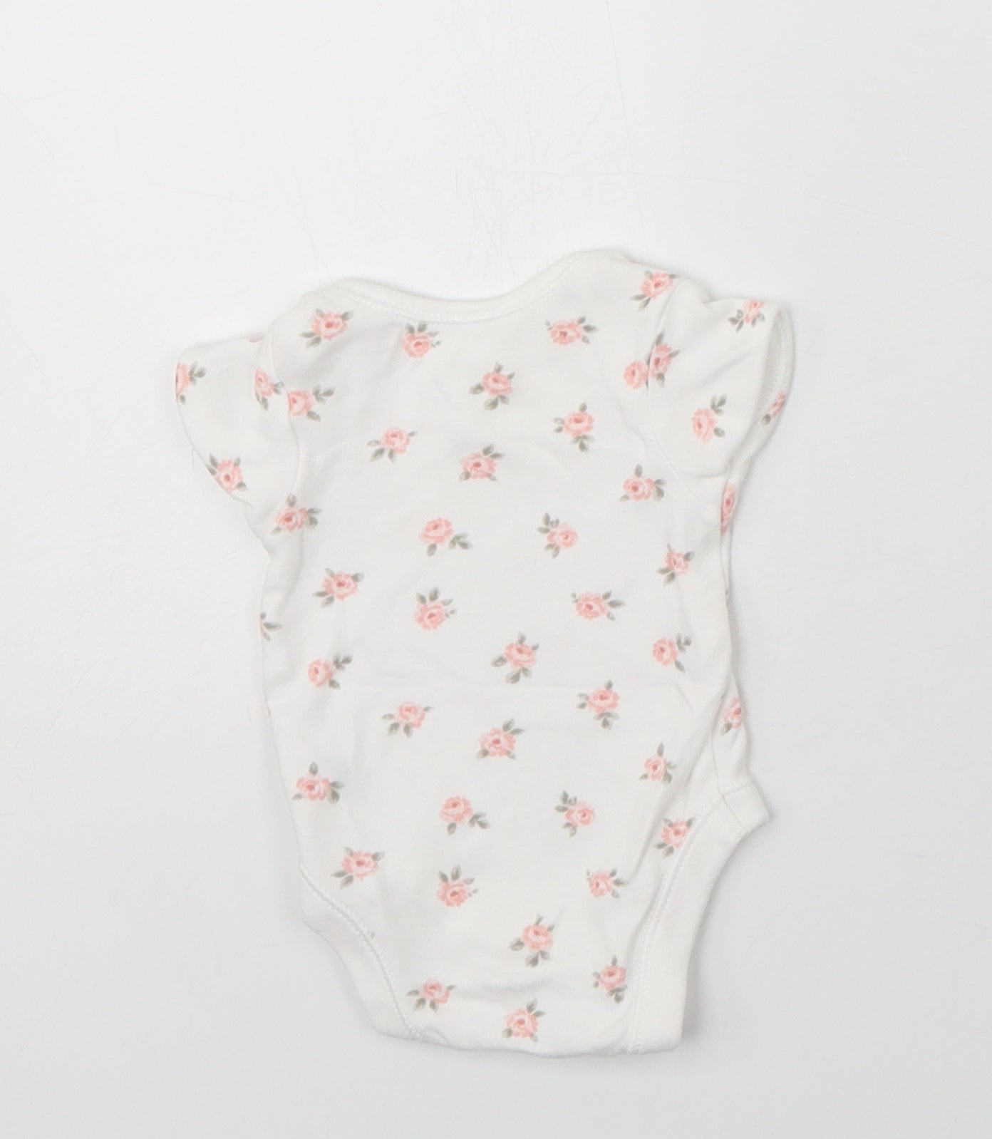 George Baby White Floral Cotton Romper One-Piece Size 0-3 Months  Snap - Tiny Baby