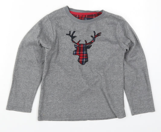 Primark Boys Grey Solid Polyester  Pyjama Top Size 8-9 Years  Pullover - Moose