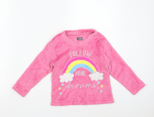 Studio Girls Pink Solid 100% Polyester Top Pyjama Top Size 2-3 Years   - Follow Your Dreams
