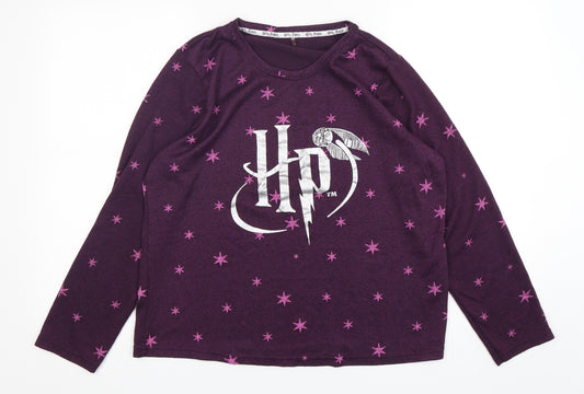 Harry Potter  Womens Purple Polka Dot Polyester Top Pyjama Top Size 16