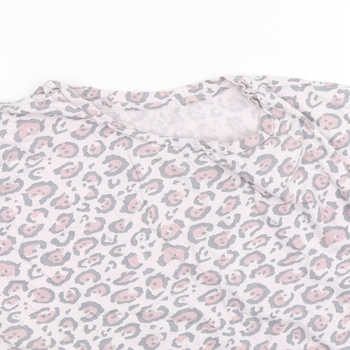 Dunnes Stores Womens Pink Animal Print Cotton Top Pyjama Top Size XS