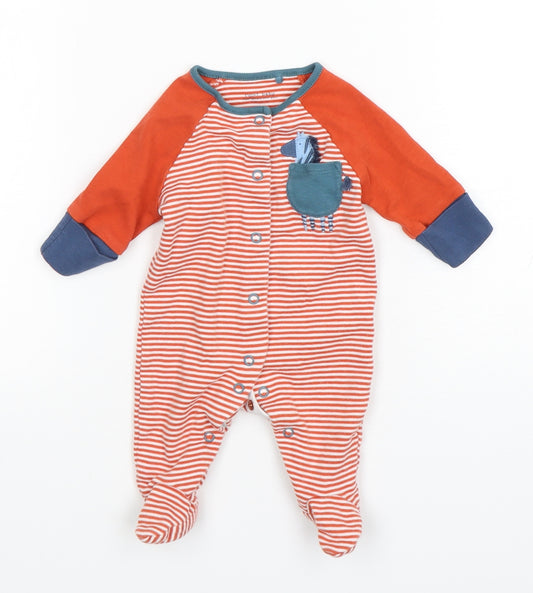 NEXT Boys Orange Striped Cotton Babygrow One-Piece Size Newborn