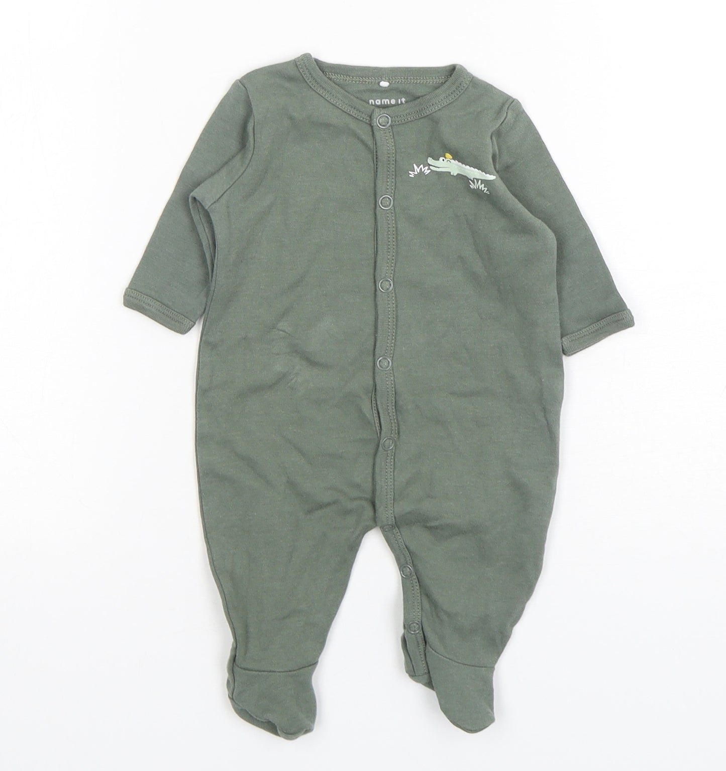 name it Boys Green  Cotton Babygrow One-Piece Size Newborn  Snap