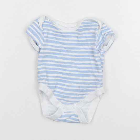 Primark Boys Blue Striped Cotton Leotard One-Piece Size Newborn  Snap