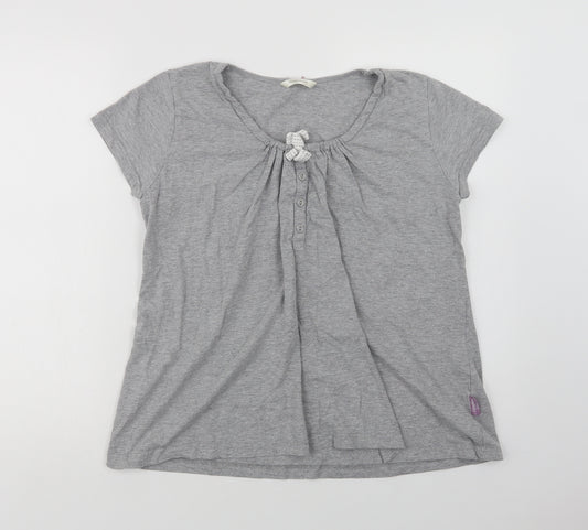 Dunnes Stores Womens Grey  Cotton Top Pyjama Set Size 14  Tie