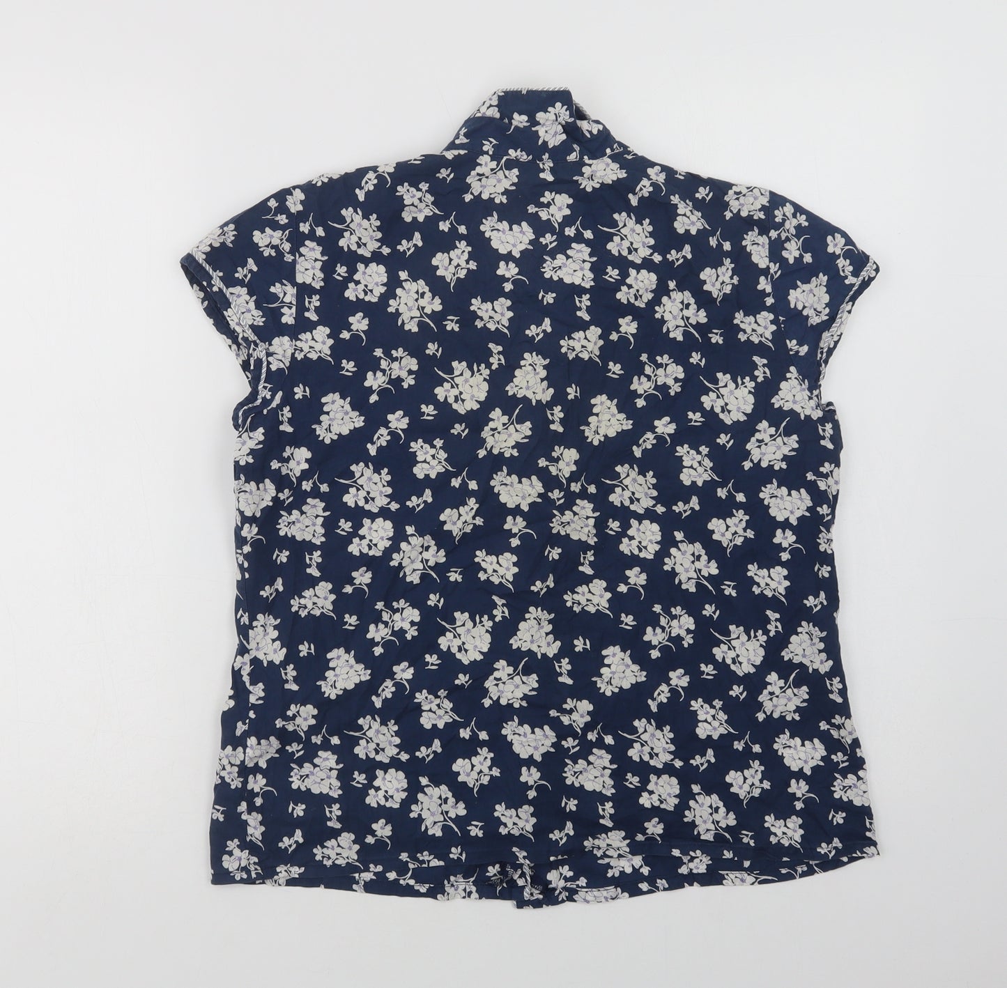 Marks and Spencer Womens Blue Floral Cotton Top Pyjama Top Size 12  Button
