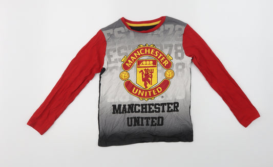 Dunnes Stores Boys Red Colourblock Cotton  Pyjama Top Size 8-9 Years   - Manchester United FC