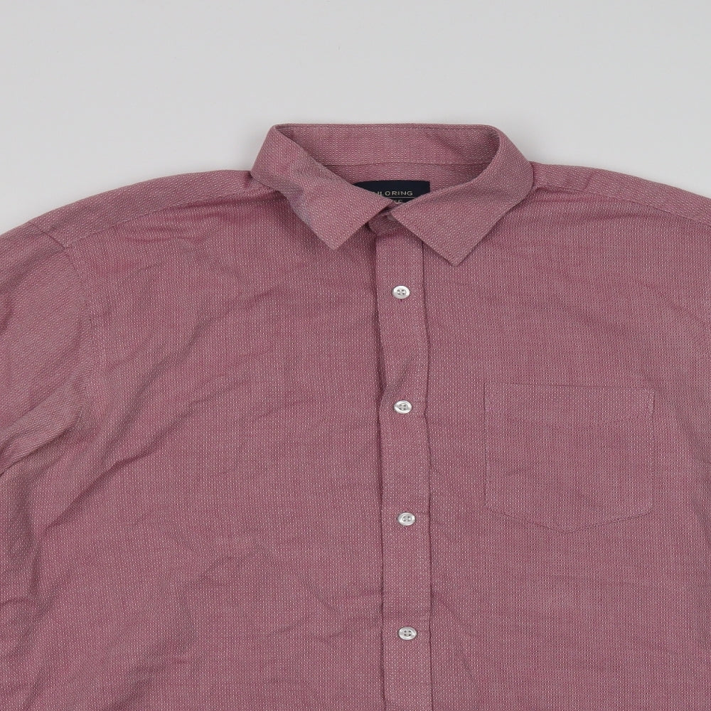 F&F Mens Pink Geometric Polyester  Dress Shirt Size 15.5 Collared Button