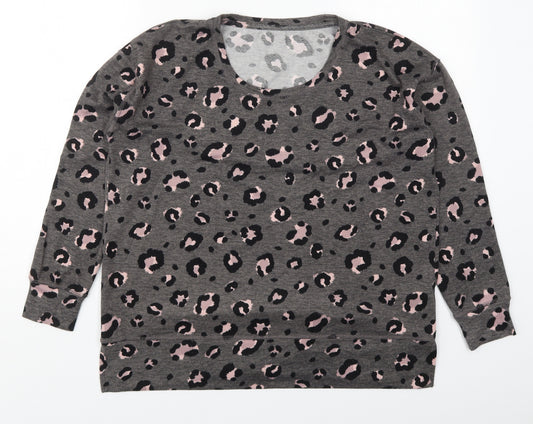 Dunnes Womens Grey Animal Print Polyester Top Pyjama Top Size S