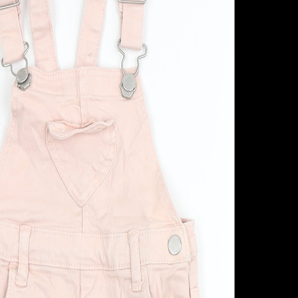 Primark Girls Pink  Cotton Dungaree One-Piece Size 18-24 Months  Buckle