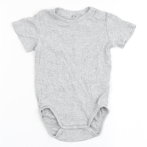 H&M Baby Grey  Cotton Babygrow One-Piece Size 12-18 Months  Snap