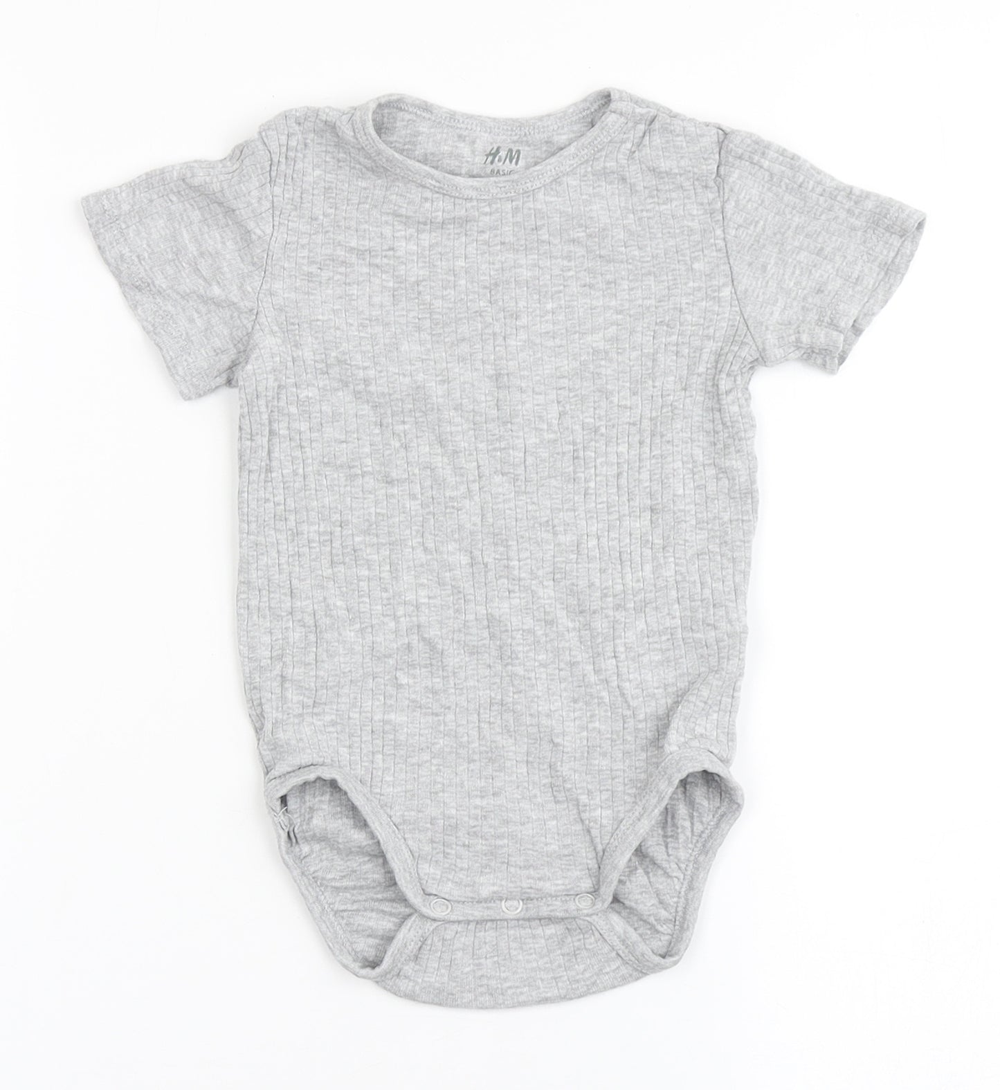 H&M Baby Grey  Cotton Babygrow One-Piece Size 12-18 Months  Snap