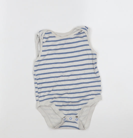 Dunnes Baby White Striped 100% Cotton Babygrow One-Piece Size 18-24 Months  Button