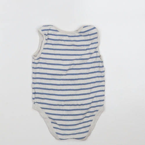 Dunnes Baby White Striped 100% Cotton Babygrow One-Piece Size 18-24 Months  Button