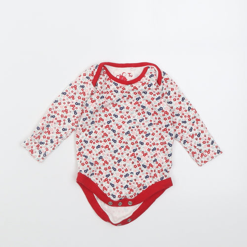 TU Girls Red Floral Cotton Babygrow One-Piece Size 0-3 Months  Button