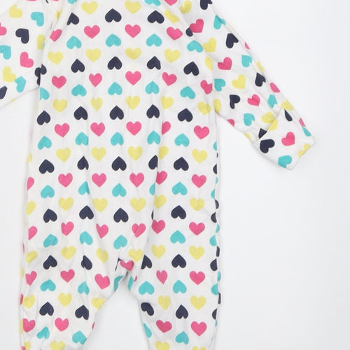 TU Girls Multicoloured Geometric Cotton Babygrow One-Piece Size 0-3 Months  Button - Heart pattern