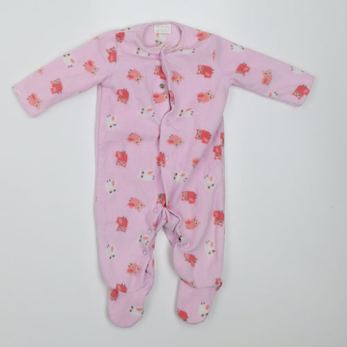 F&F Girls Pink Geometric Polyester Babygrow One-Piece Size 0-3 Months  Button - Owl